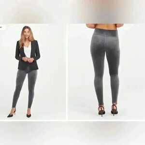 Spanx velvet leggings women size M silver Soft High waist (waist-25'')
